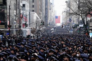 Photo courtesy of the New York City Police Benevolent Association, via Facebook
New York City Police officers attend the funeral services for Officer Wilbert Mora in Manhattan on February 2, 2022.