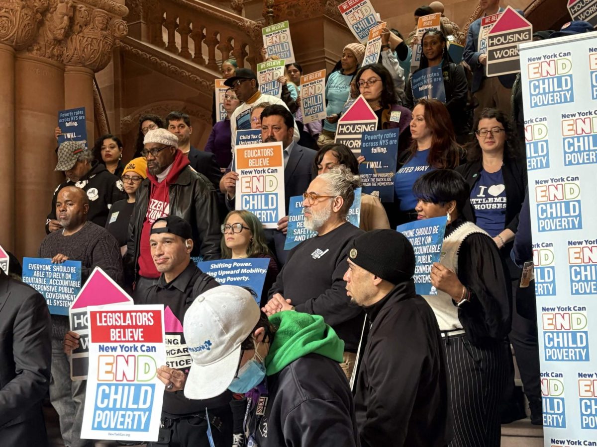 Members of advocacy groups, including The Legal Aid Society and HousingWorks, rallied together at the New York Can End Child Poverty Coalition-hosted event on Wednesday, March 4th. 