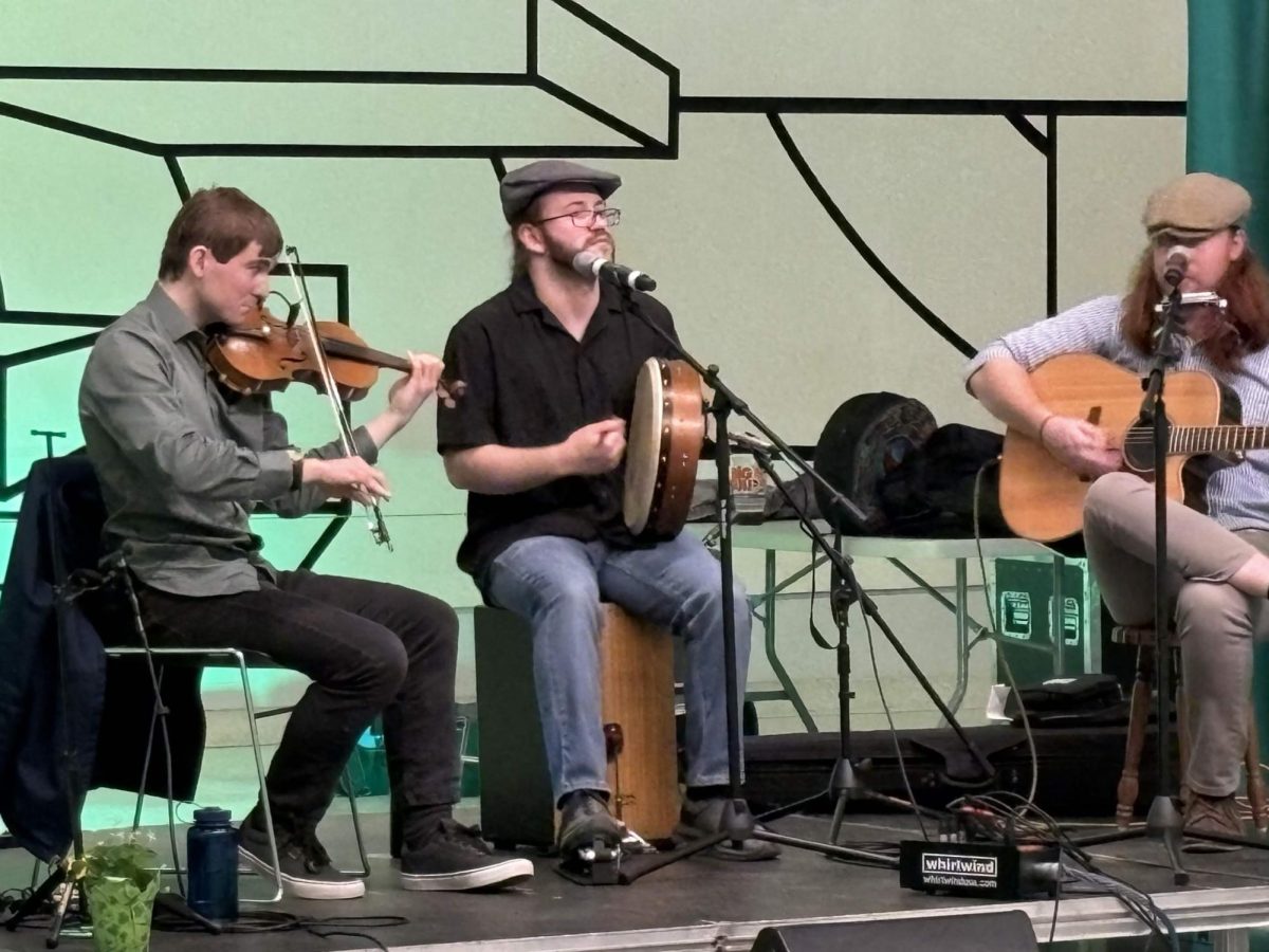 Irish trio Foil in the Muck performed at 11 a.m. and at 12:15 p.m. at the South Concourse during the festivities. Pictures: Jacob (left), Declan McSherry (middle) and Danny Quane (right). 